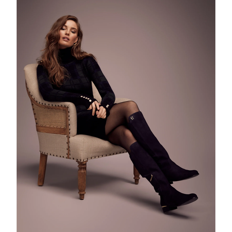 Holland Cooper Albany Knee Boot - Black Suede-7